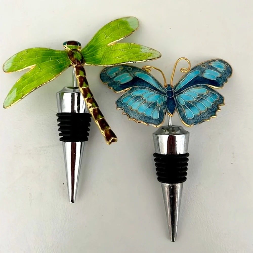 Pottery Barn S/2 Butterfly Wine Stops